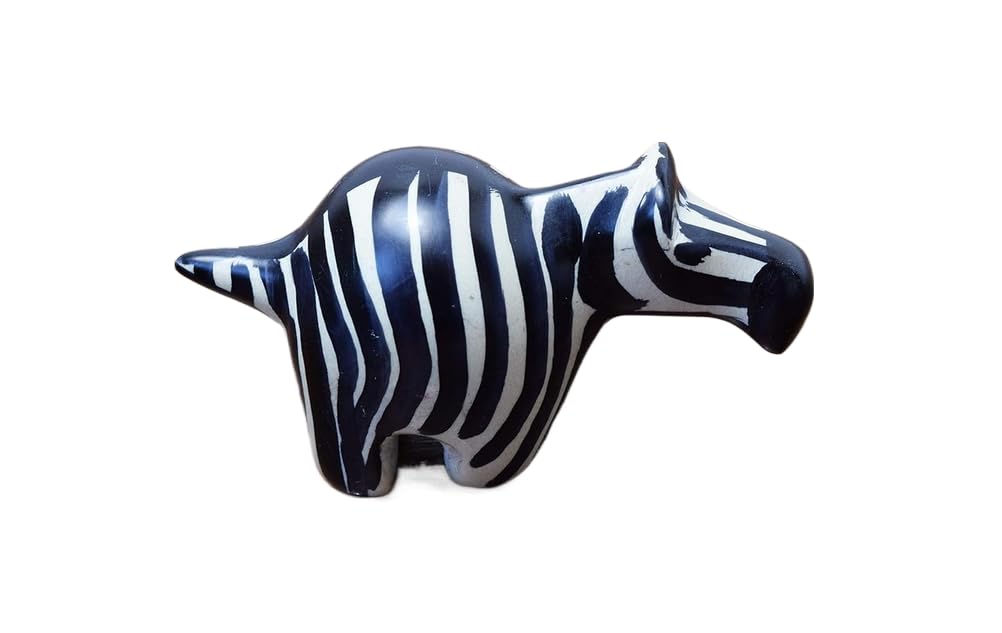 Tembo Crafts Africa soapstone zebra figurine white 2in height