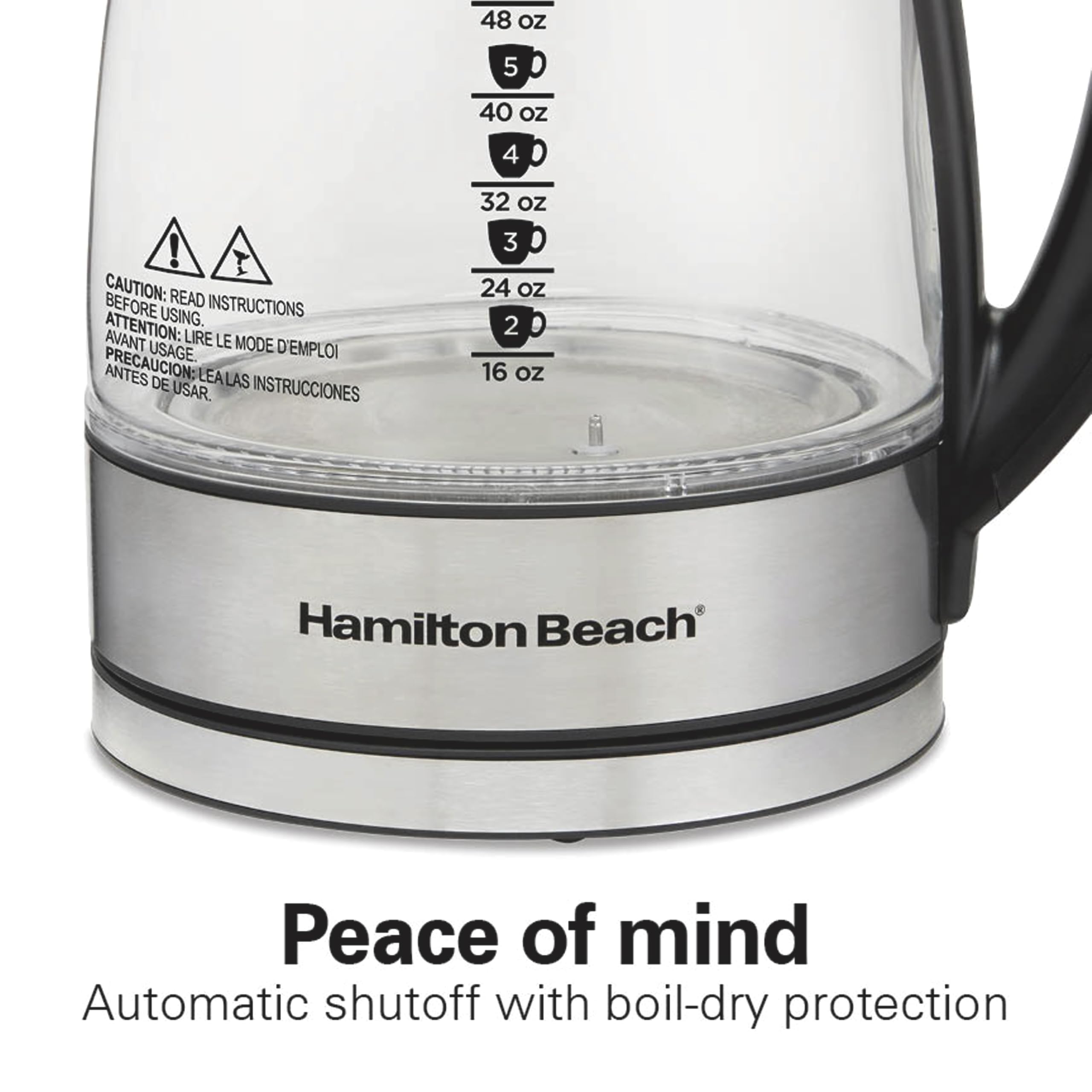 Cordless glass kettle base and kettle