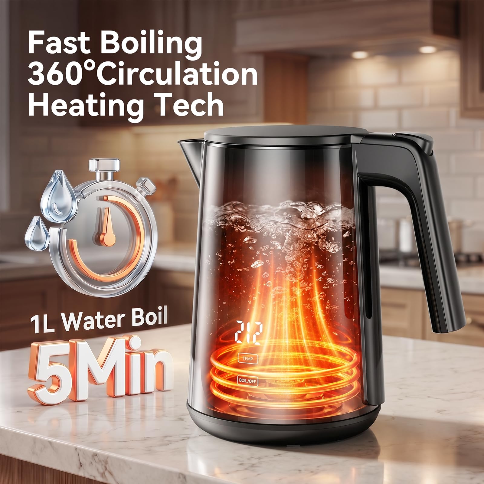 Keep warm feature maintains water at a set temperature for 4 hours