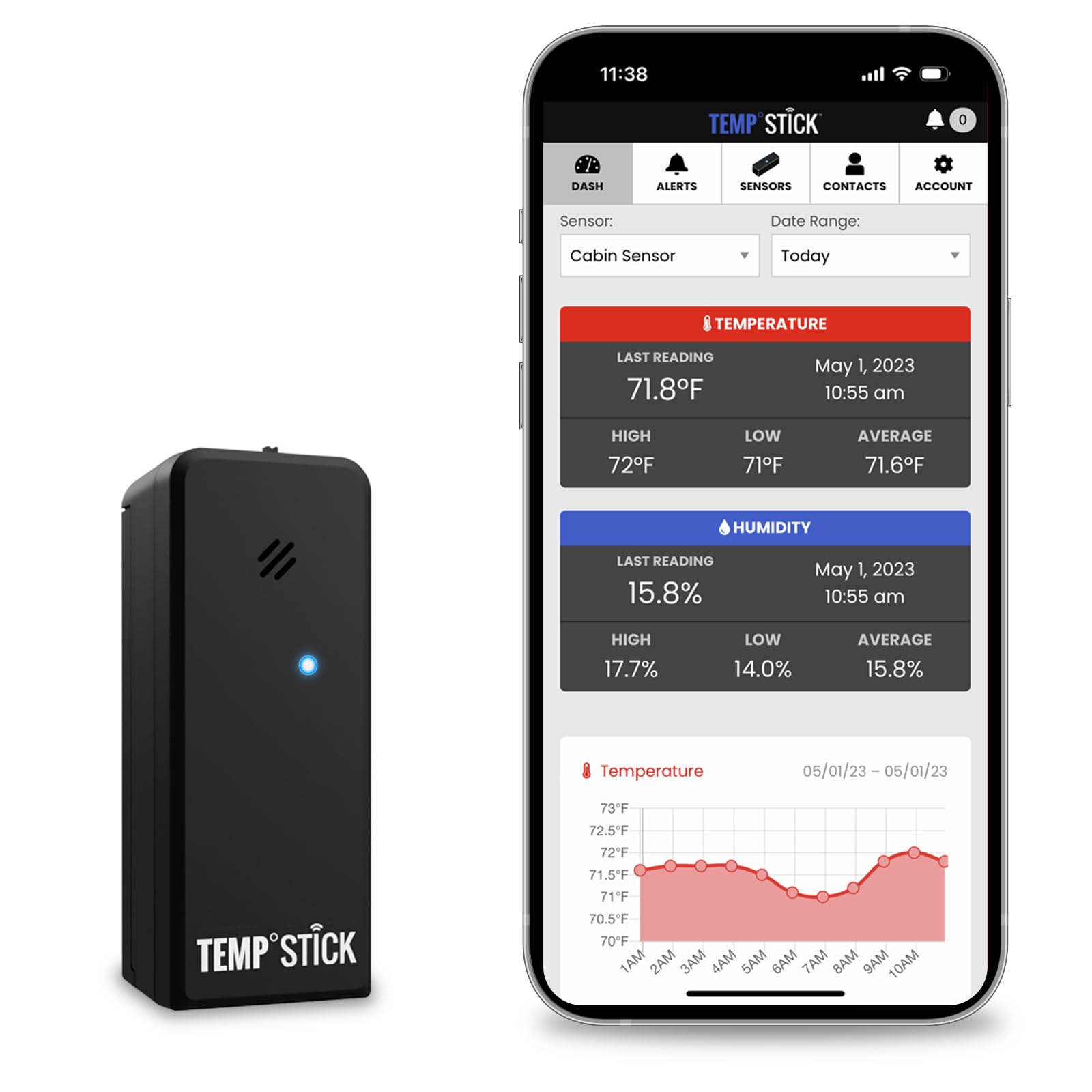 Temp Stick remote WiFi temperature humidity sensor in home setup