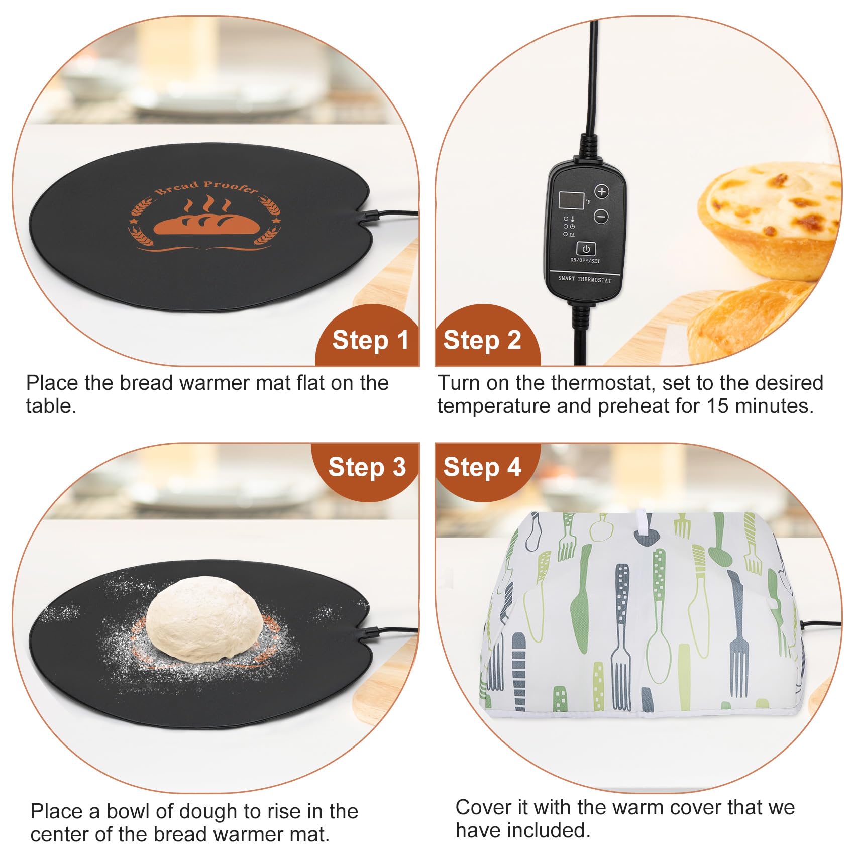Cleanable warming mat wiped with damp towel