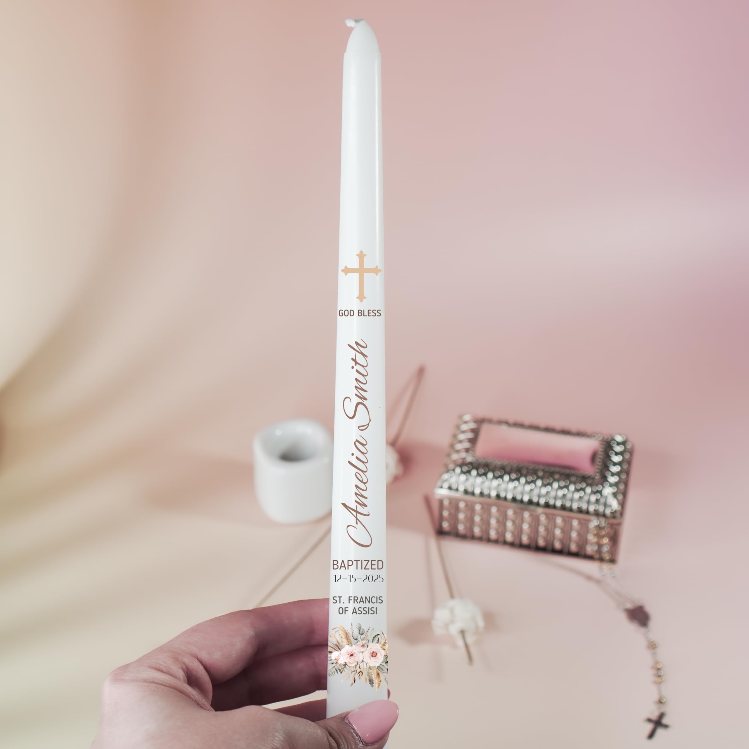 Custom baptism candle design options