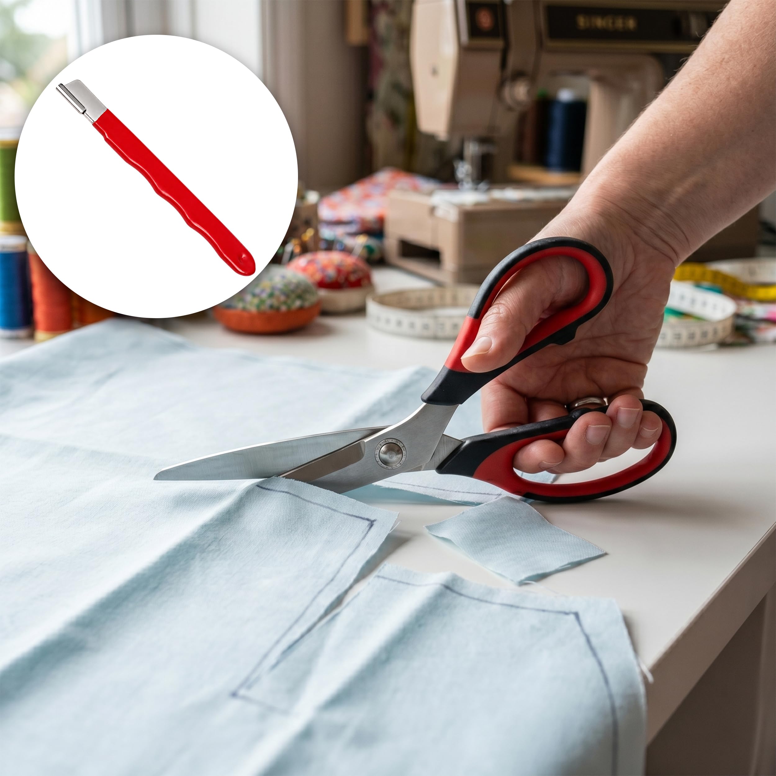 Red carbide sharpener for lawn mower blades and tools