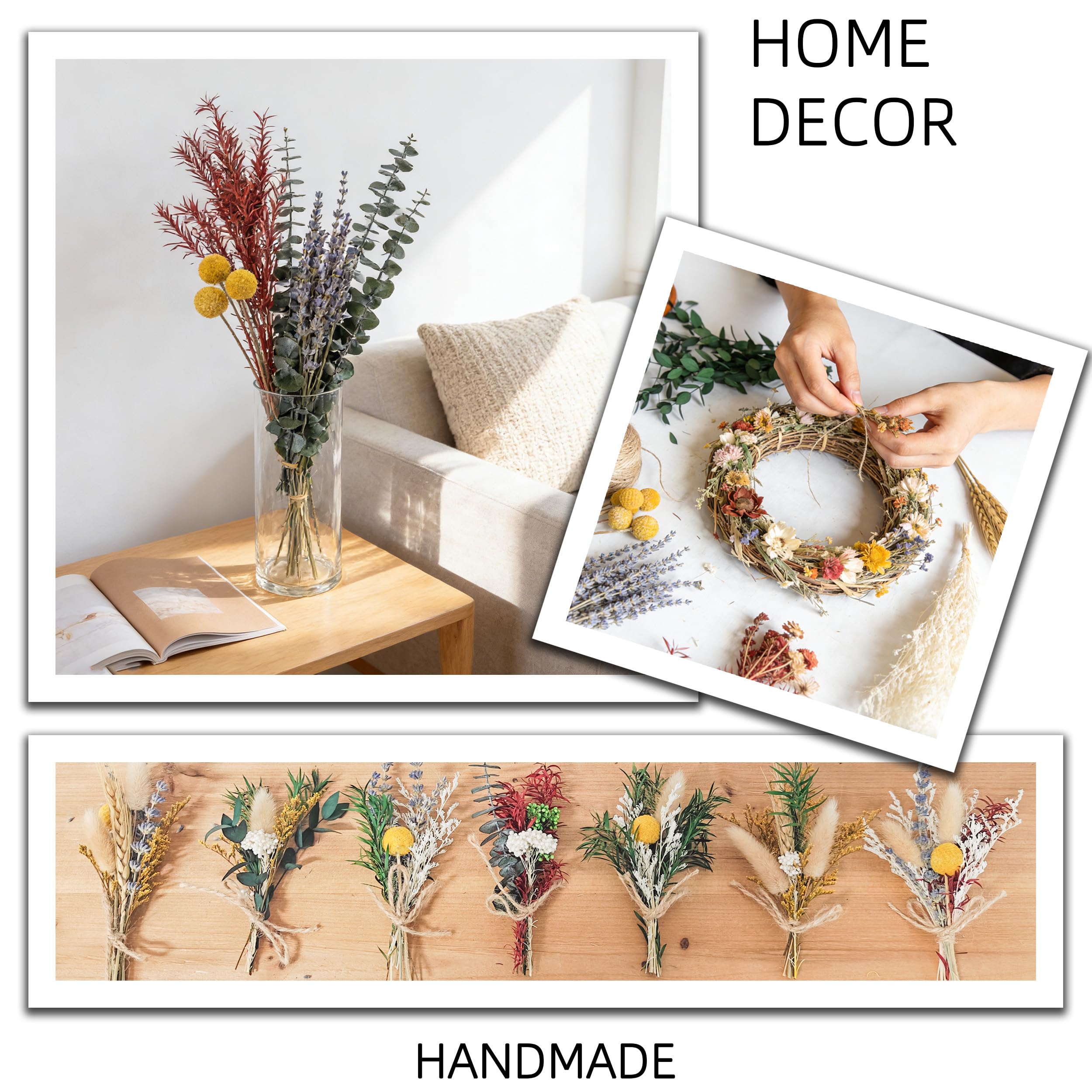 Versatile bouquet and wreath project with dried flowers