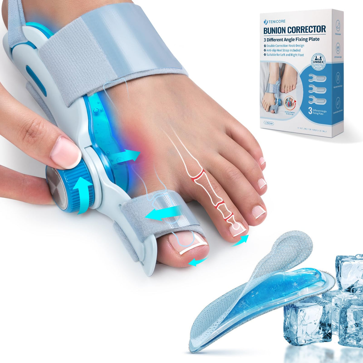 TENICORE bunion corrector blue 1pc closeup