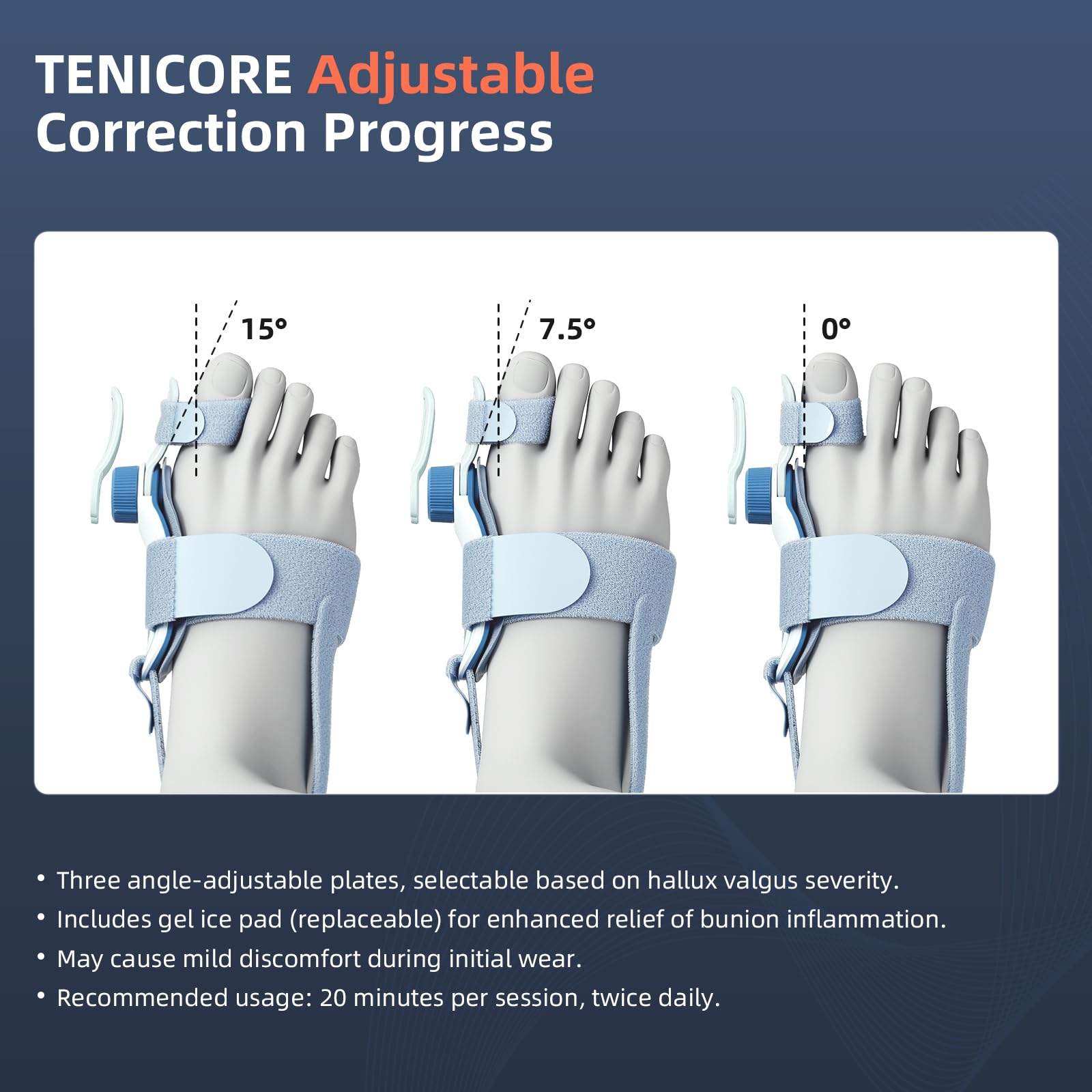 Stepless knob and adjustable angle plates bunion corrector