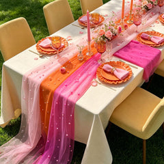 Tequila Sunset table runner in pink and orange