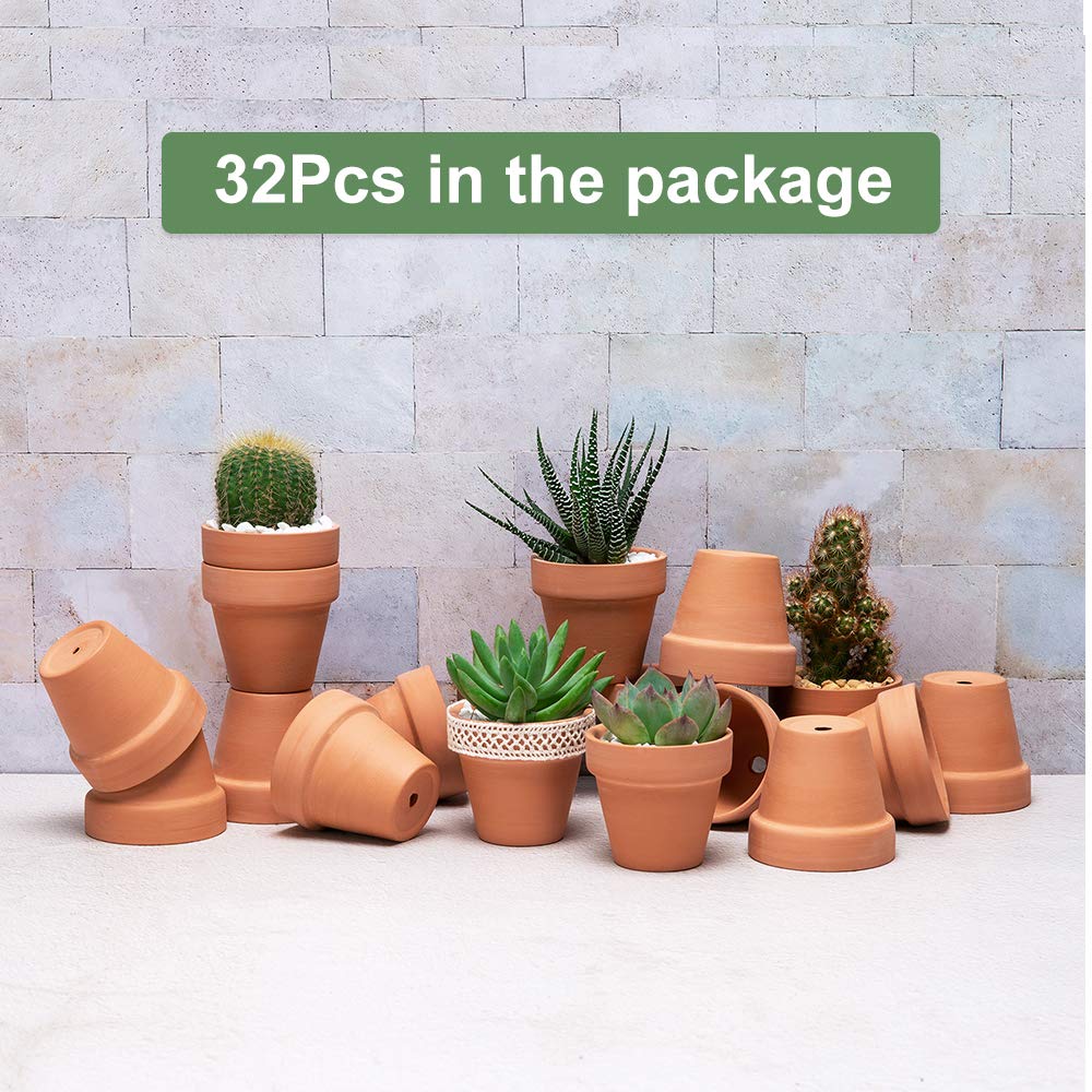 Terracotta pot with drainage hole for indoor outdoor use