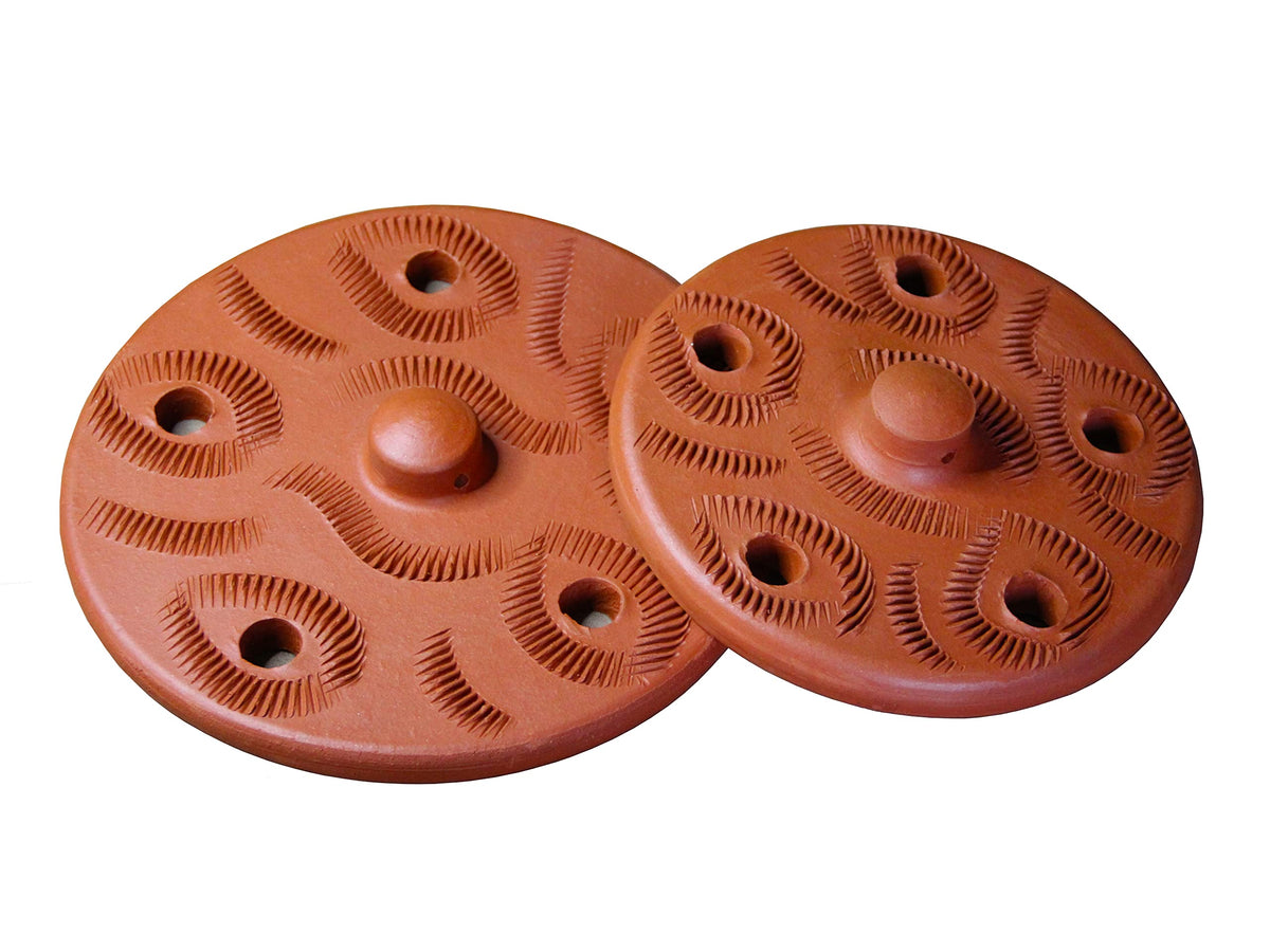 Terracotta weighted plate for grape leaf dolma in pack of 2