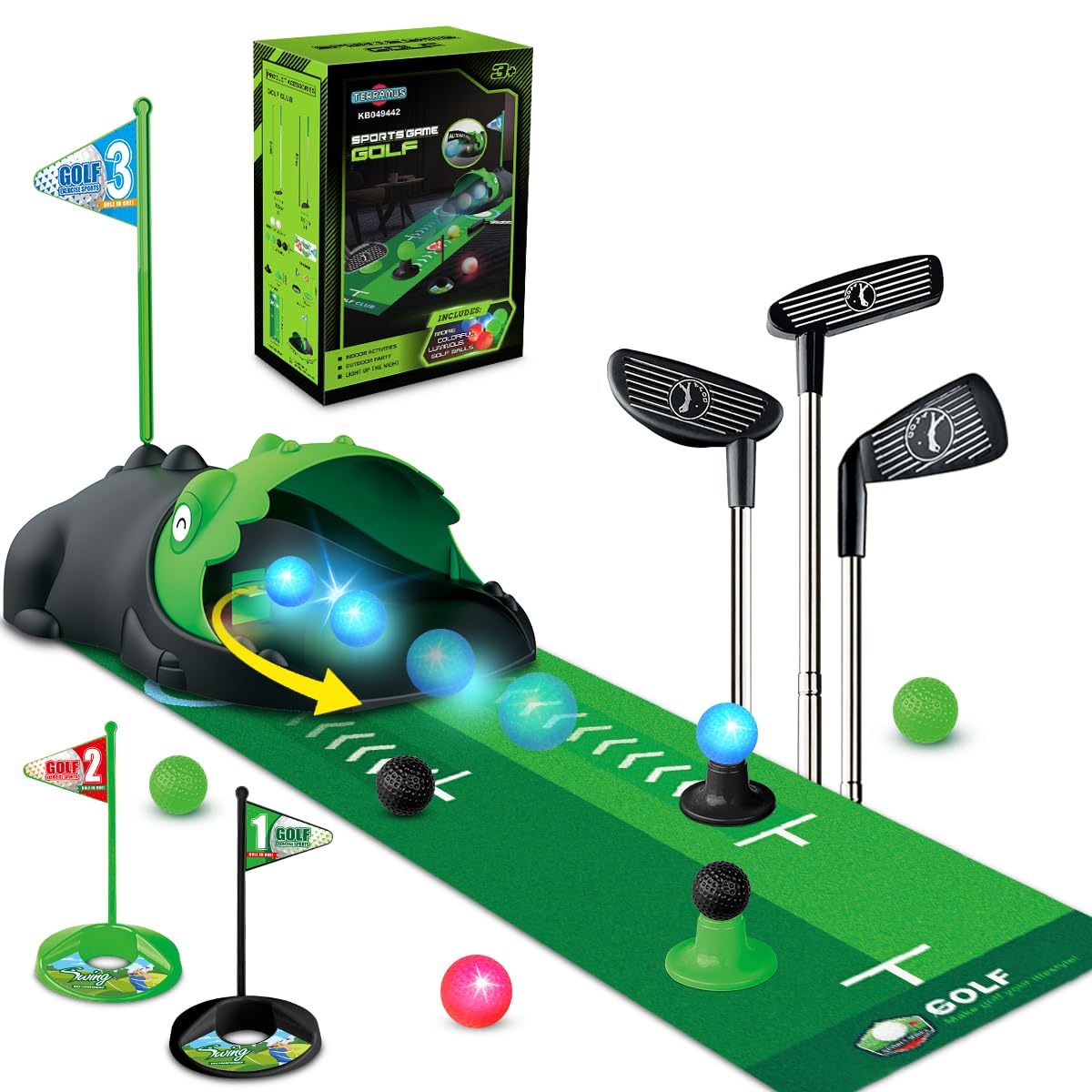 Indoor and outdoor use TERRAMUS kids golf set packaging