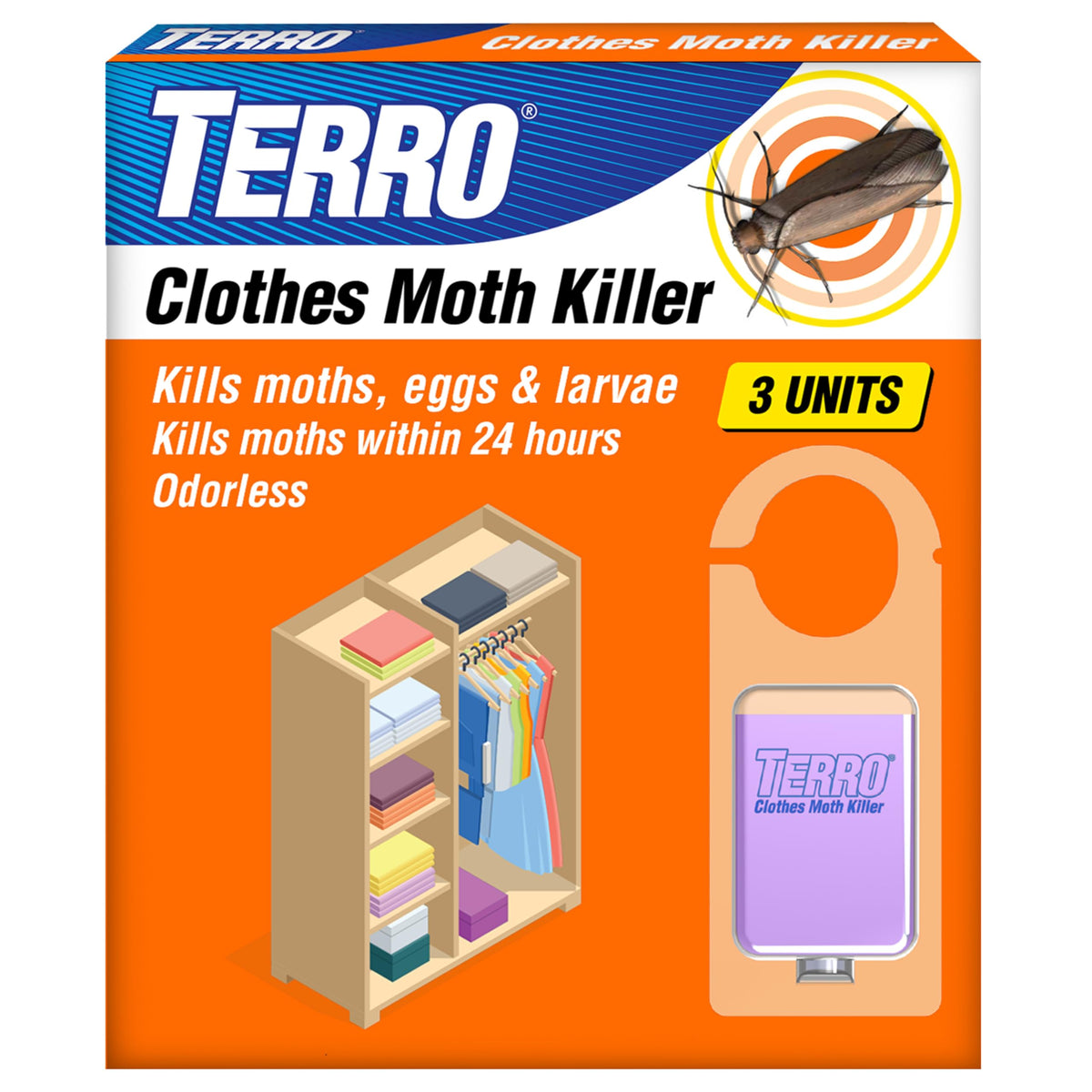 TERRO Clothes Moth Killer T2903 3 Pack packaging