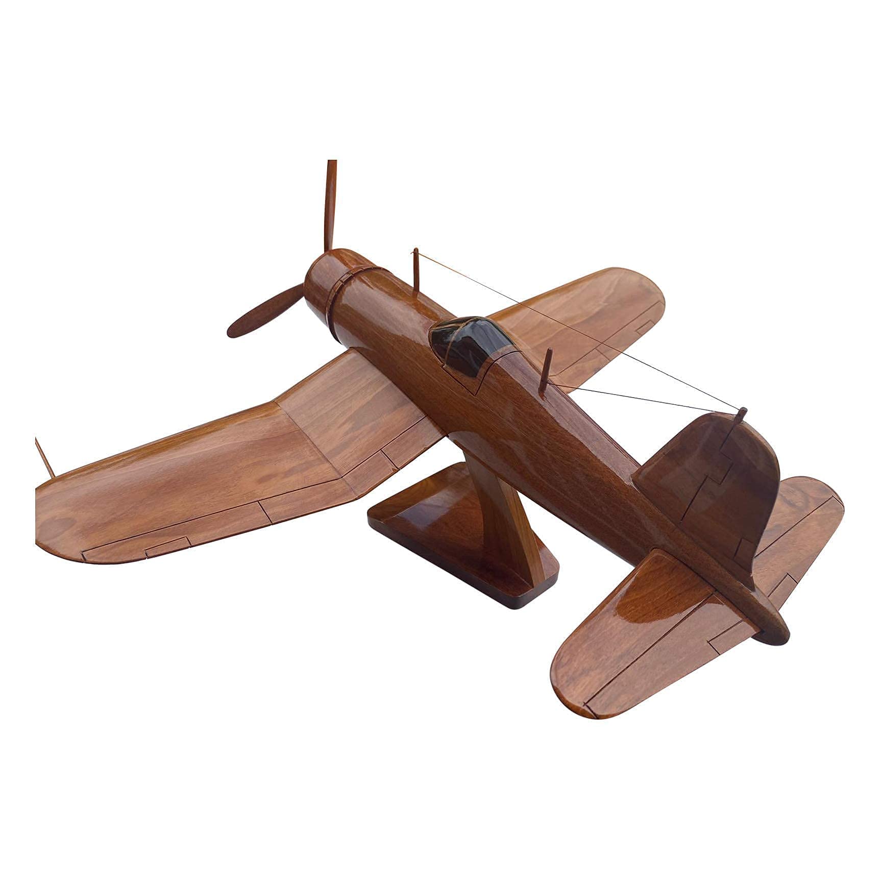 Tesaut F4U Corsair Mahogany Wood Desktop Airplane Model over 30 hours of craftsmanship