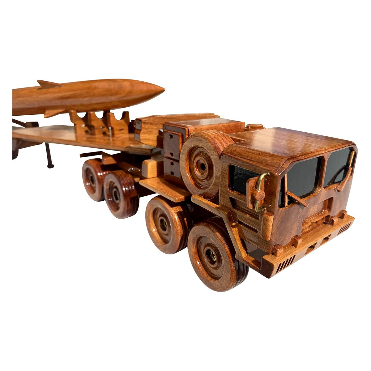 Tesaut Pershing Missile System desktop model in mahogany wood
