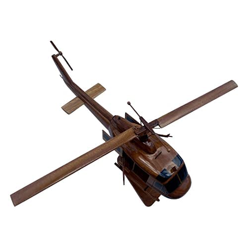Tesaut UH1 Huey Gunship mahogany wood desktop aircraft model front view