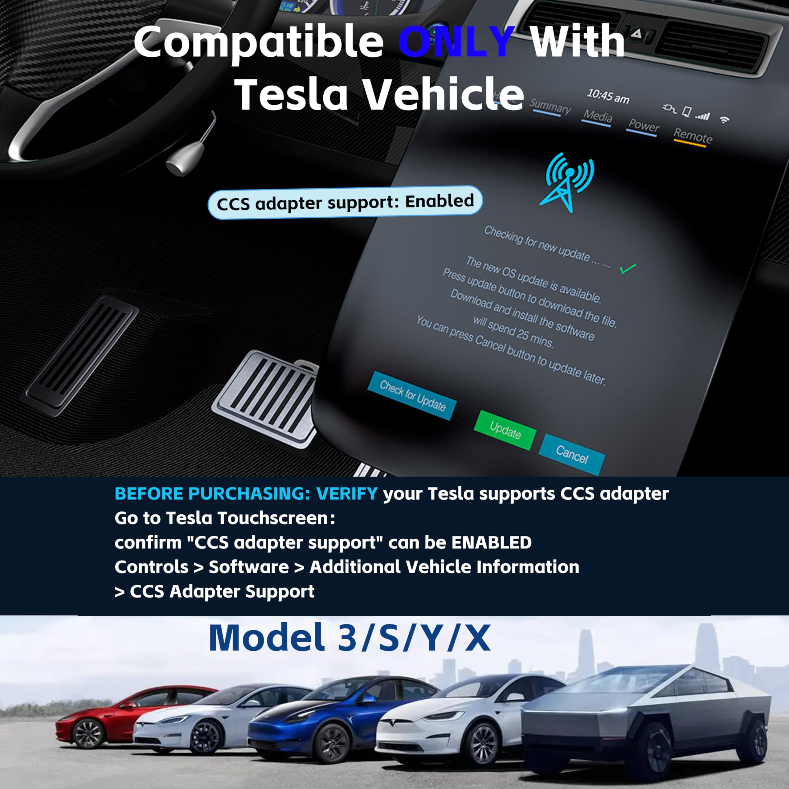 CORROY CCS to J1772 adapter for Tesla Model Y