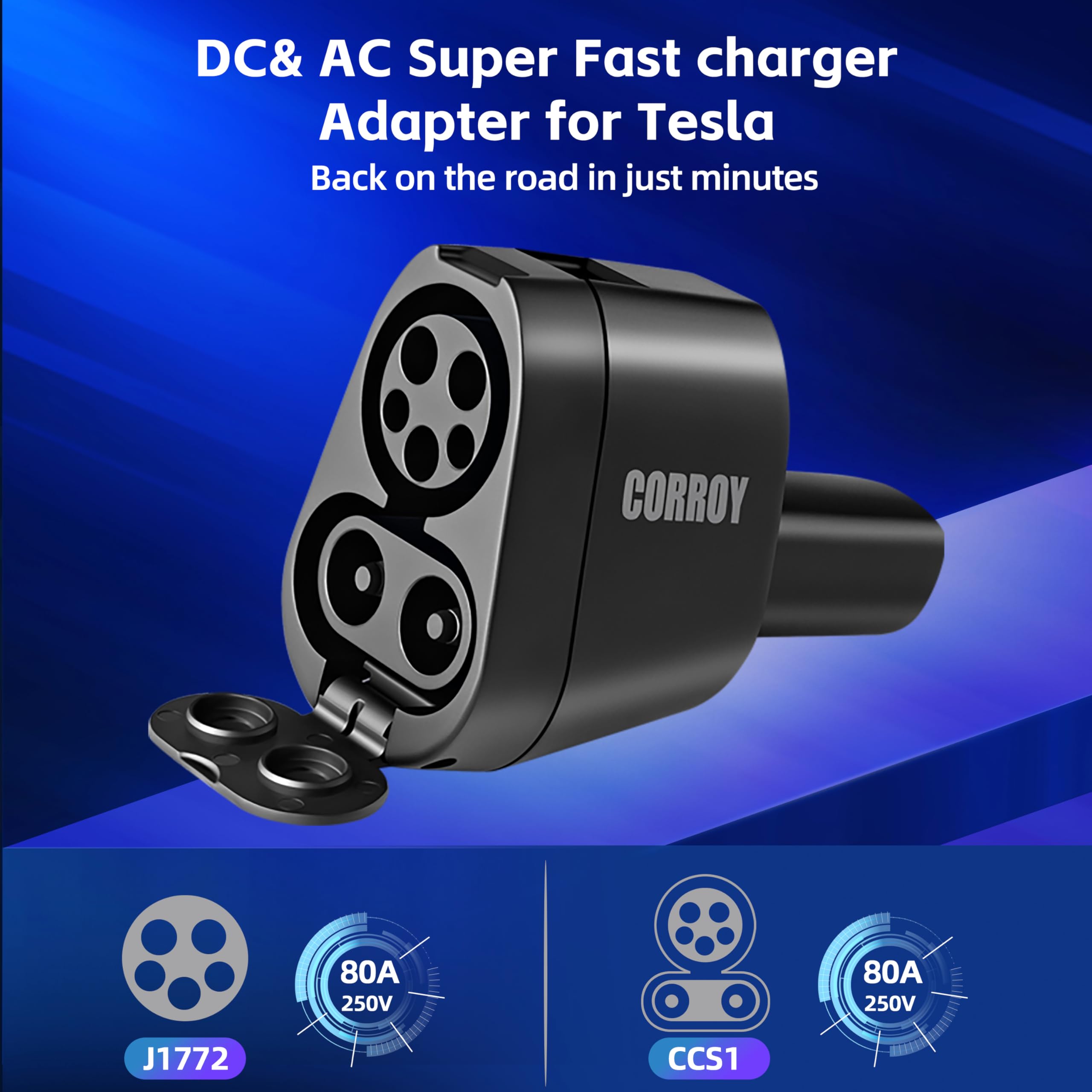 CORROY CCS to J1772 adapter for Tesla Model X