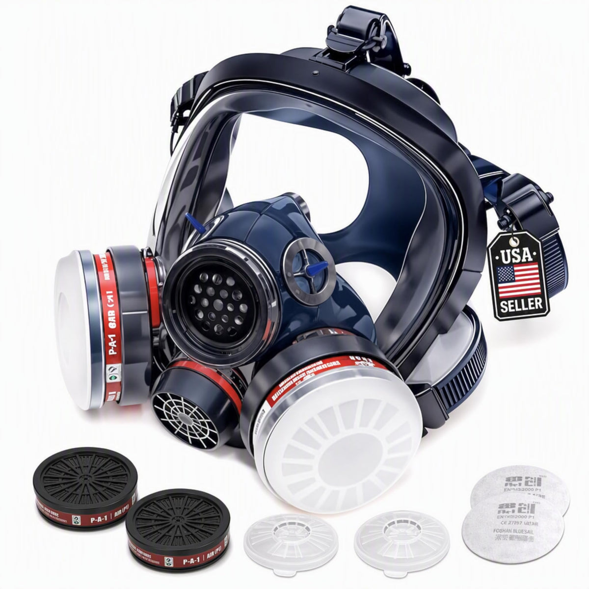 Tesoro full face organic vapor respirator with anti fog lens