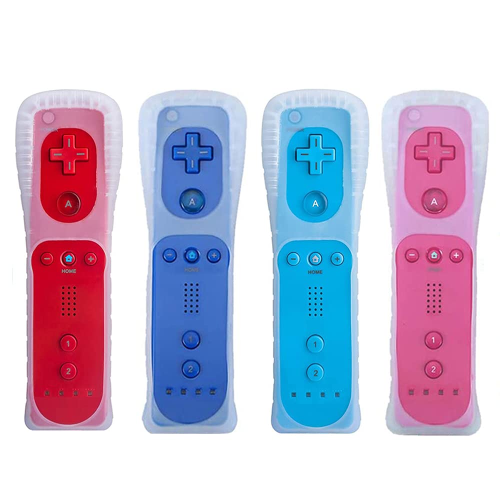 Tevodo Wii Remote Controller 4 pack red blue pink deep blue packaging
