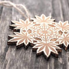 Texas made ornament Pot Snowflake maple 3x3in display