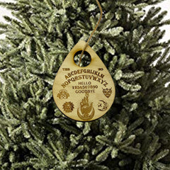 Texas made Spirit Board ornament back detail