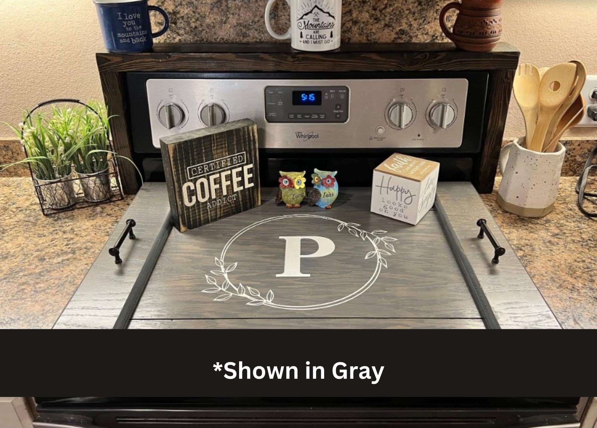 Decorative serving tray option from noodle board stove cover