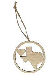 Texas Ornament - Texas Love on plywood in natural wood color