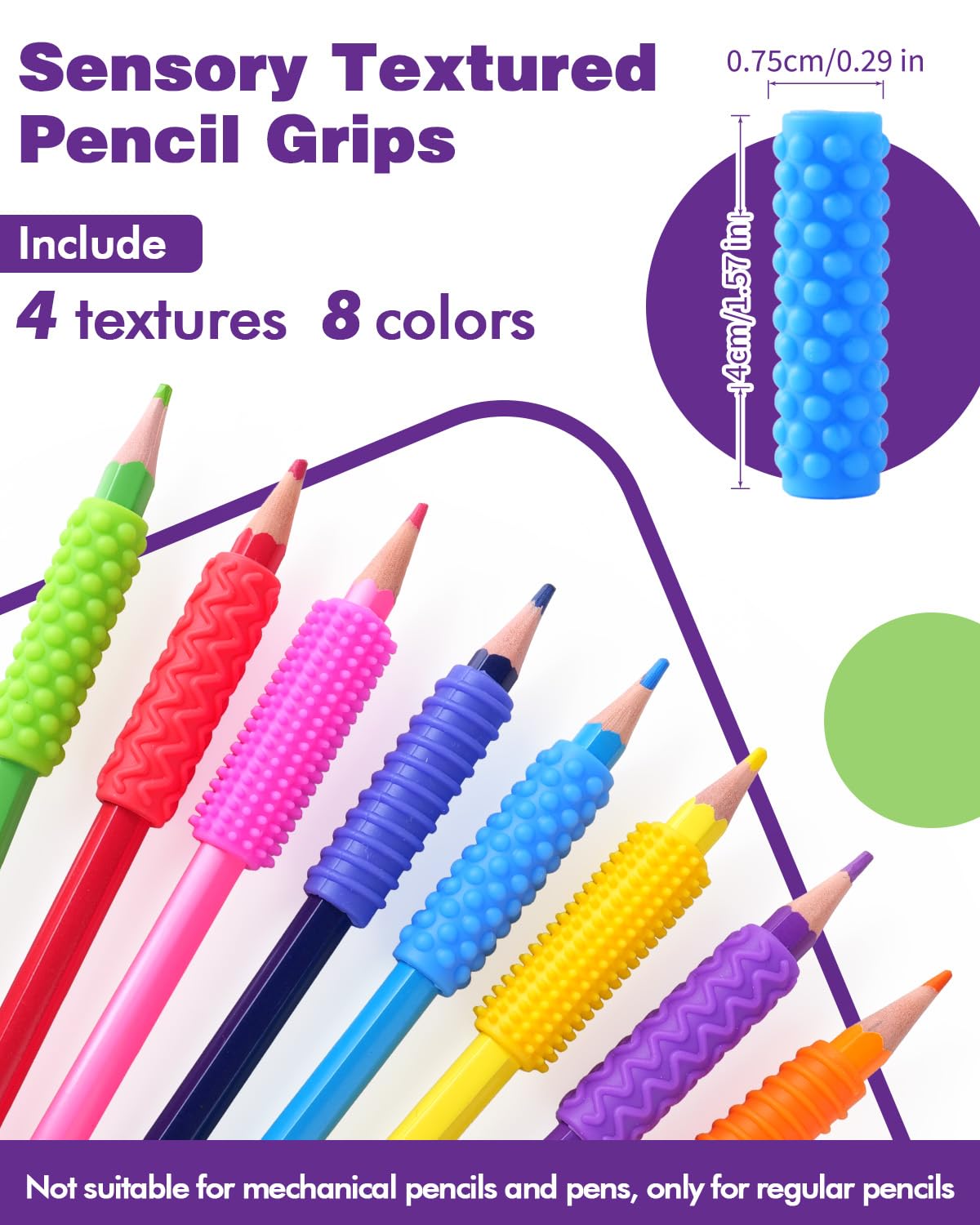 Textured silicone pencil grips 24 pack for sensory engagement