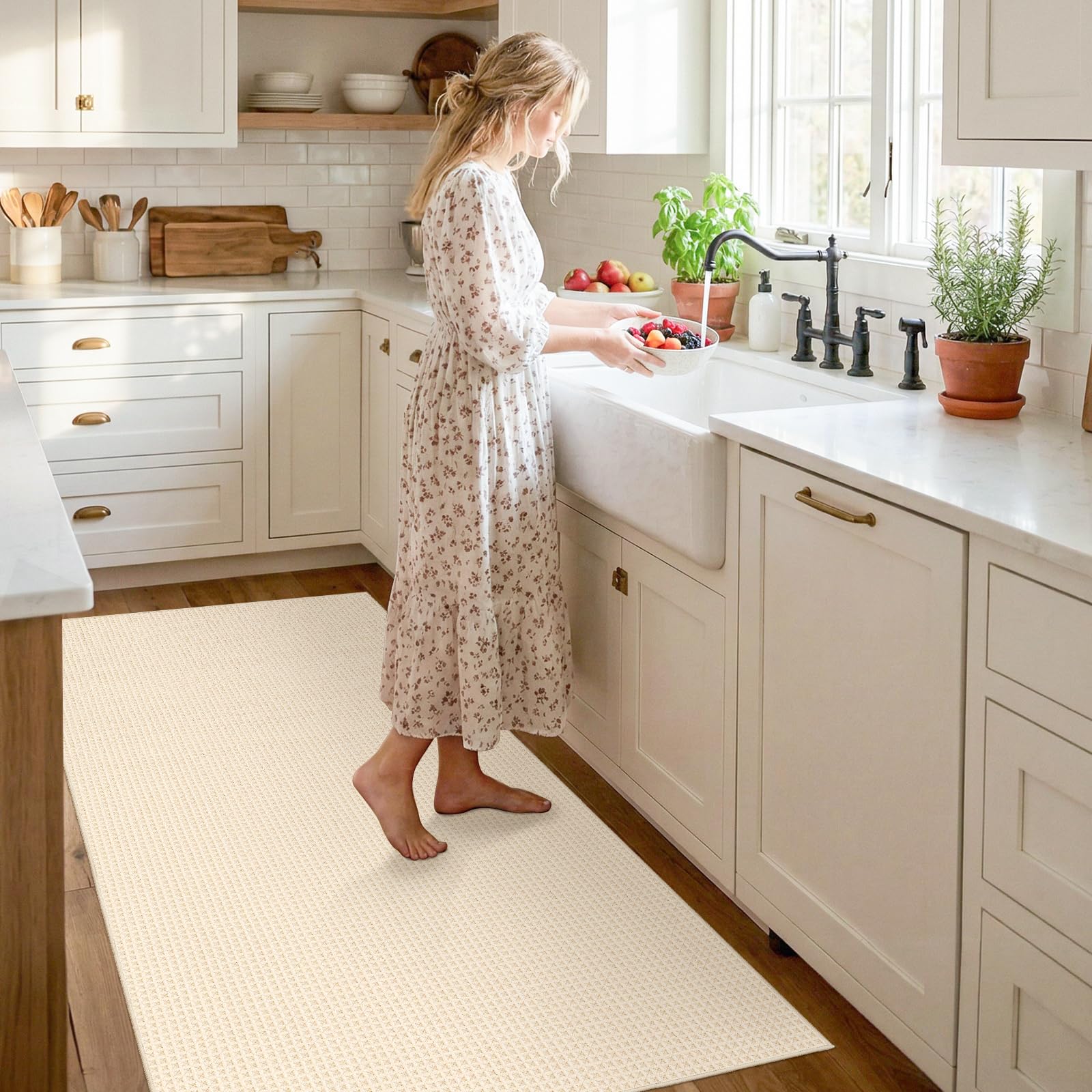 Textured washable area rug suitable for entryway and bedroom