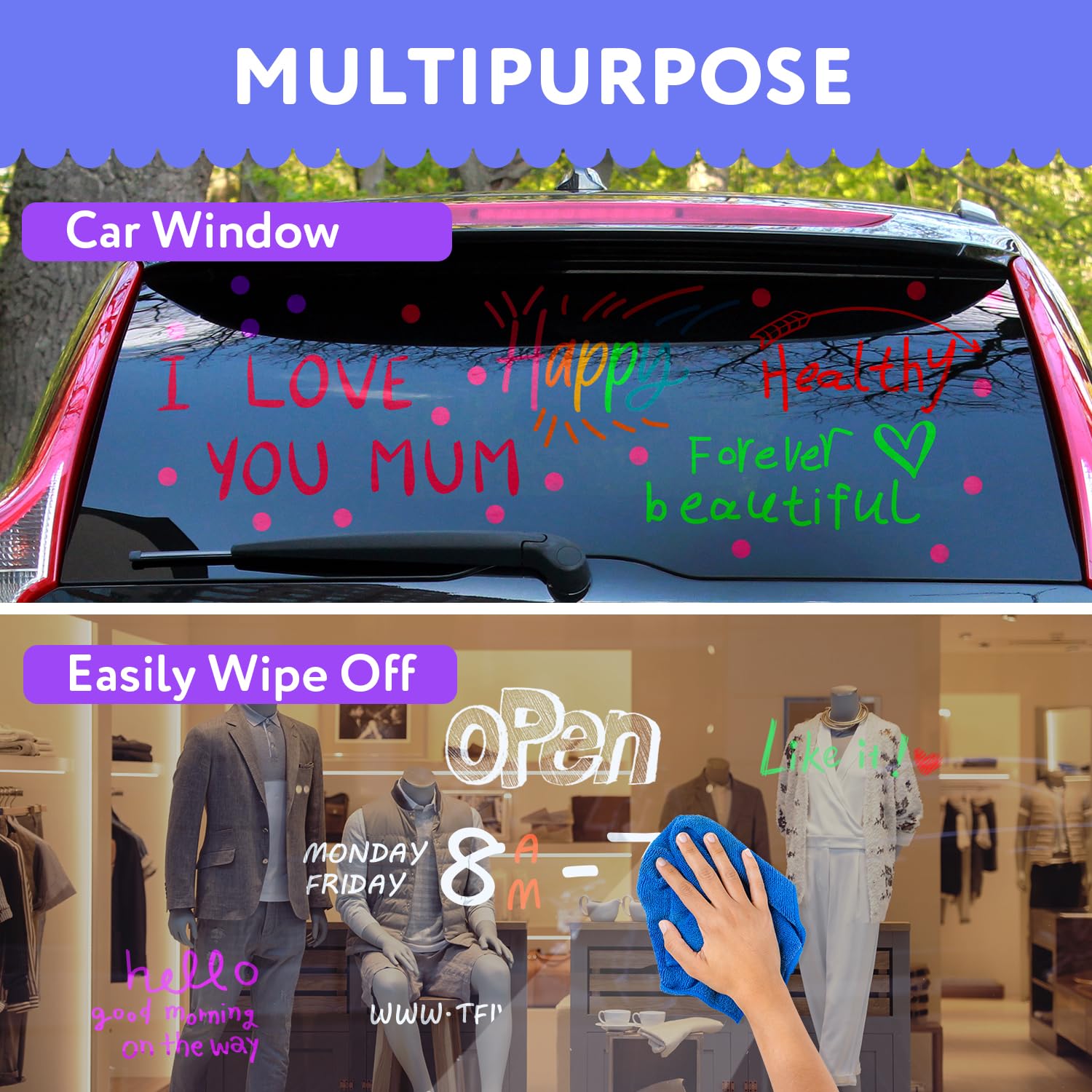 TFIVE dustless non-toxic chalk markers display