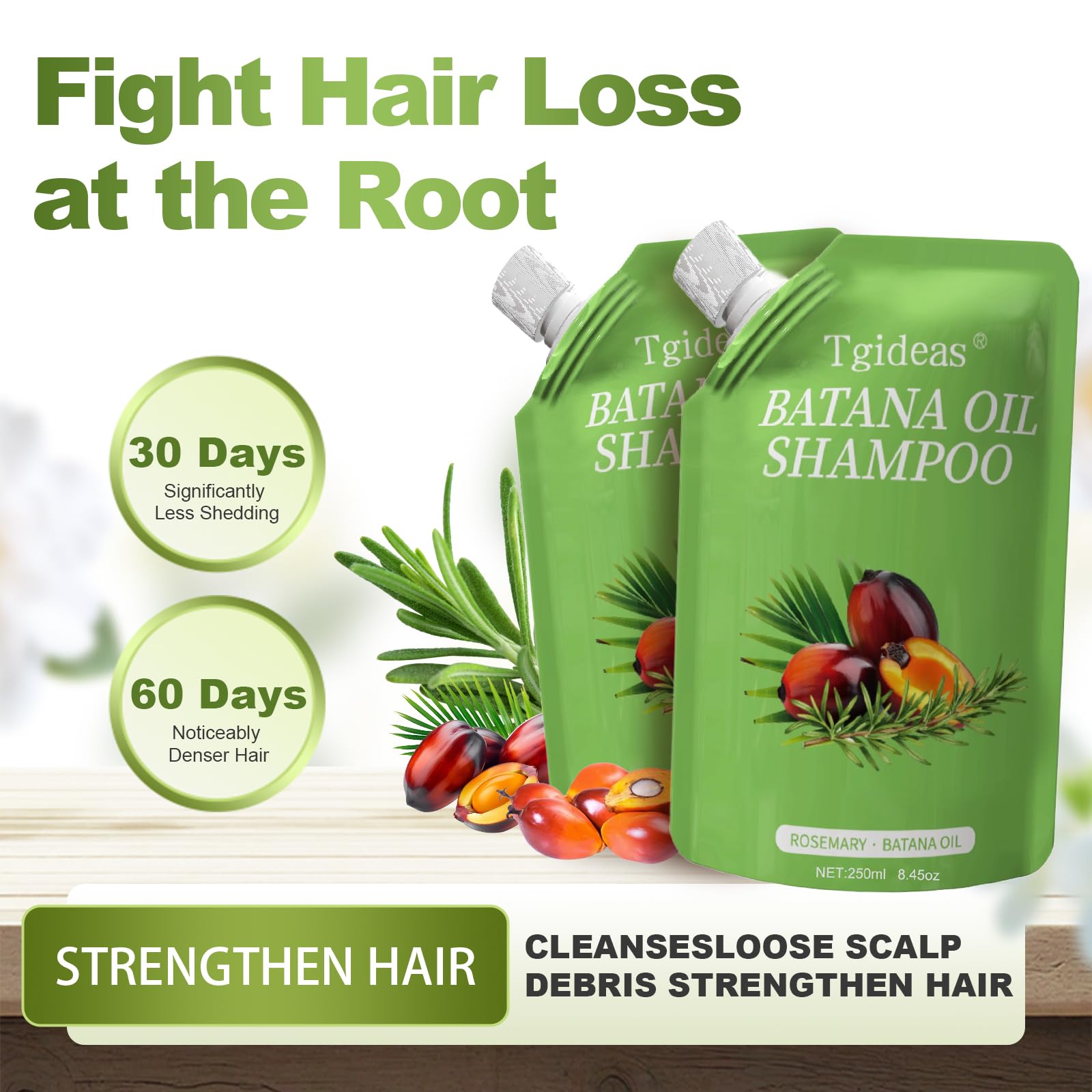 Two 500ml Tgideas Batana Oil Rosemary Shampoo bottles in package