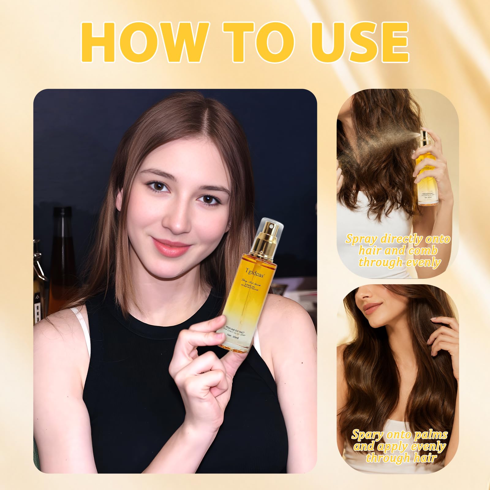 Frizz control and shine with Tgideas Leave-in Hair Oil Spray