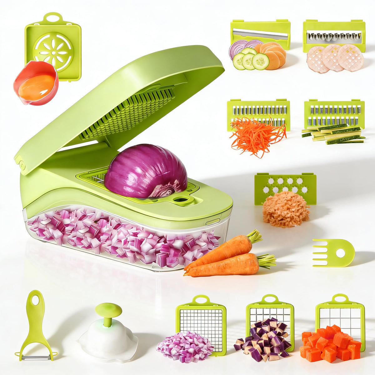 Thalirem 17-in-1 vegetable chopper with blades and container