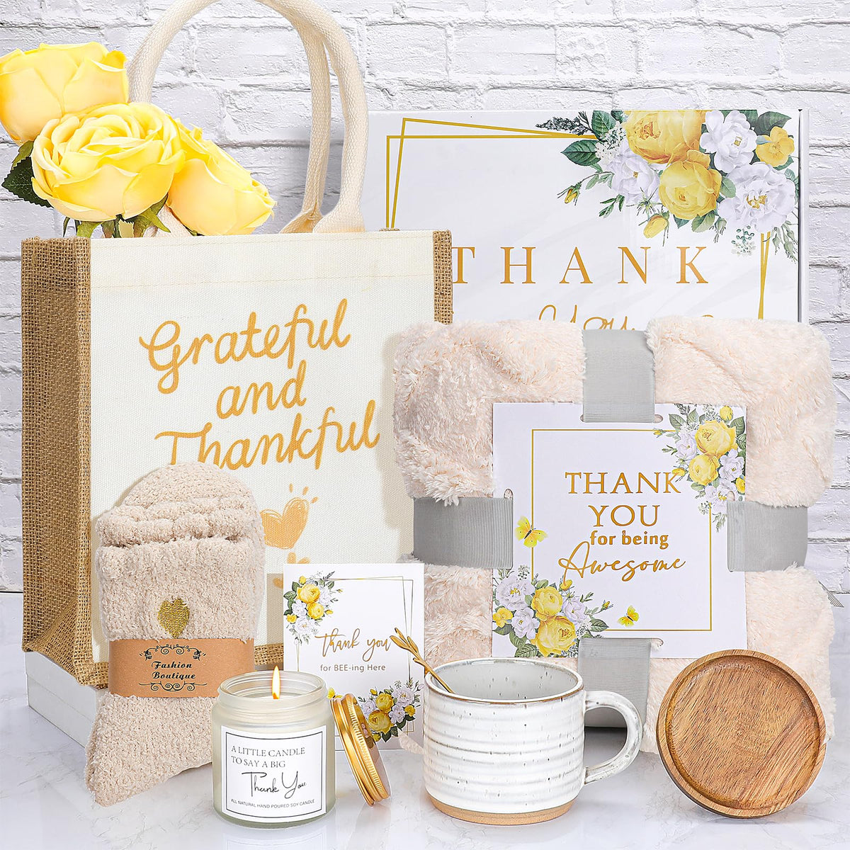 Thank You Gifts for Women gift box with blanket and mug