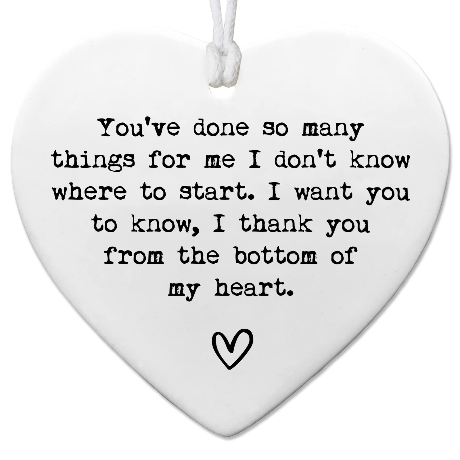 Thank You Gifts heart keepsake white ceramic 3 inch