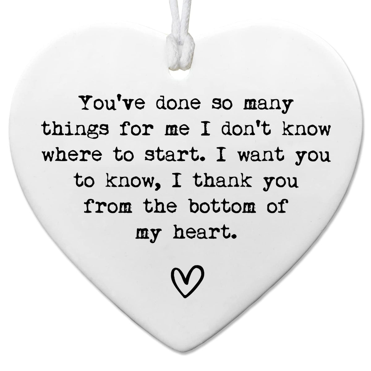 Thank You Gifts heart keepsake white ceramic 3 inch