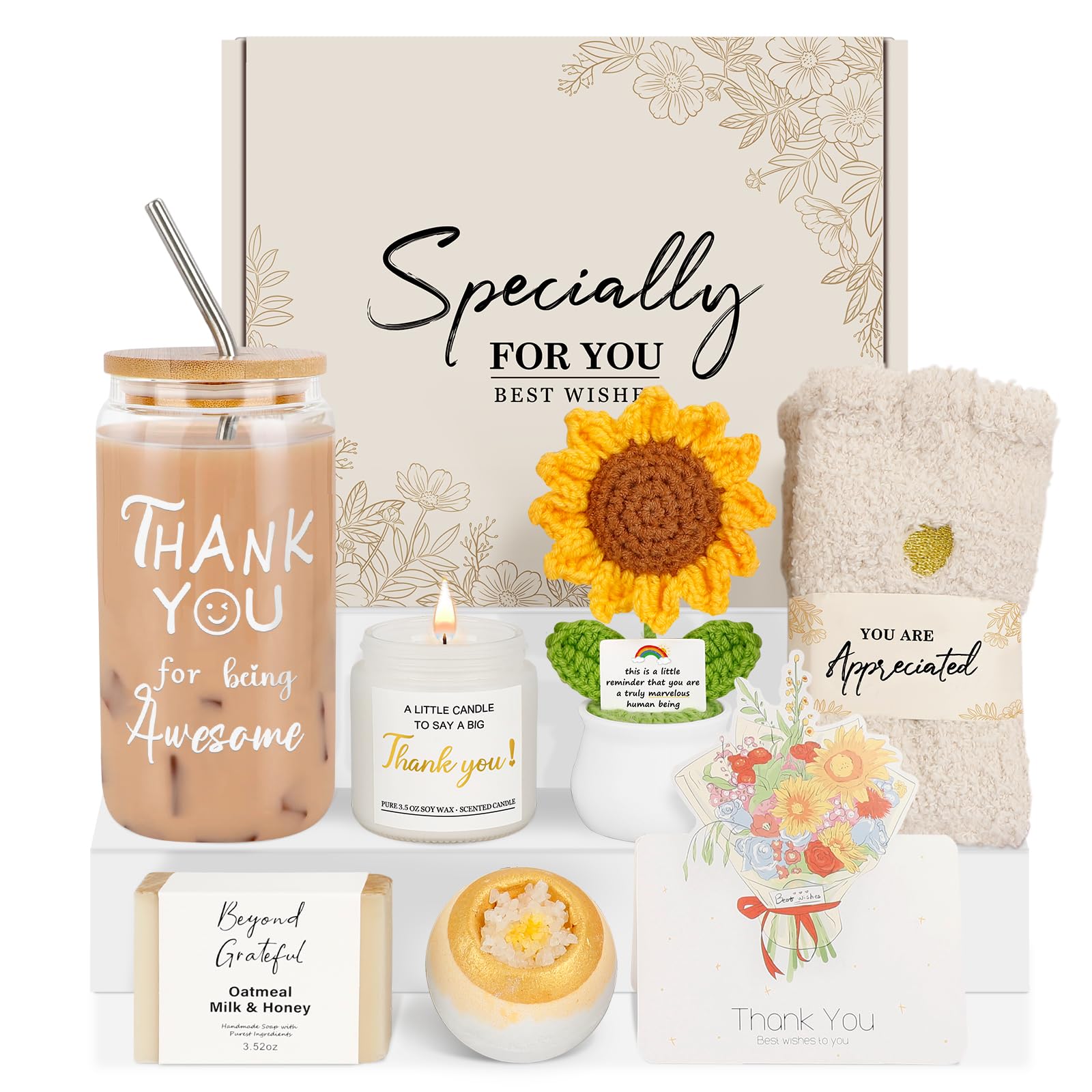 16oz glass cup with Thank You for Being Awesome from Thank You Gifts for Women