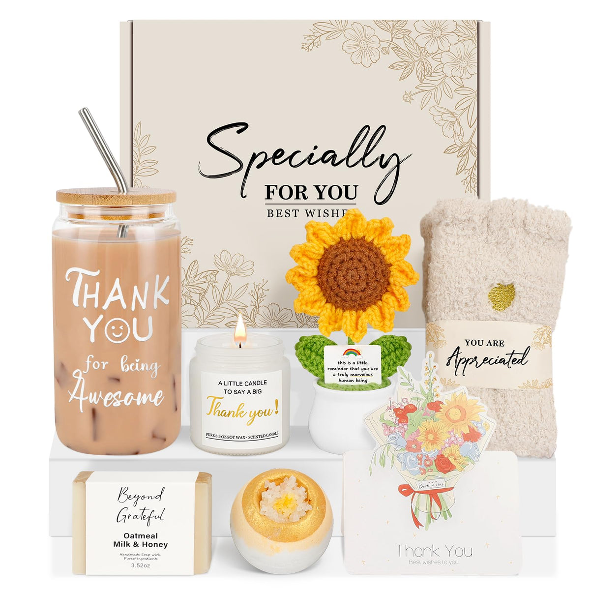 16oz glass cup with Thank You for Being Awesome from Thank You Gifts for Women