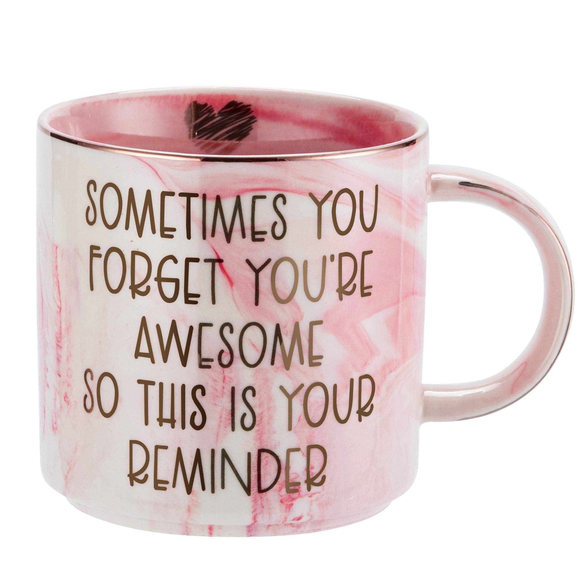 Thank You Gifts for Women mug ceramic cup pink marble gold accents