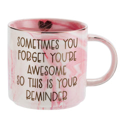Thank You Gifts for Women mug ceramic cup pink marble gold accents