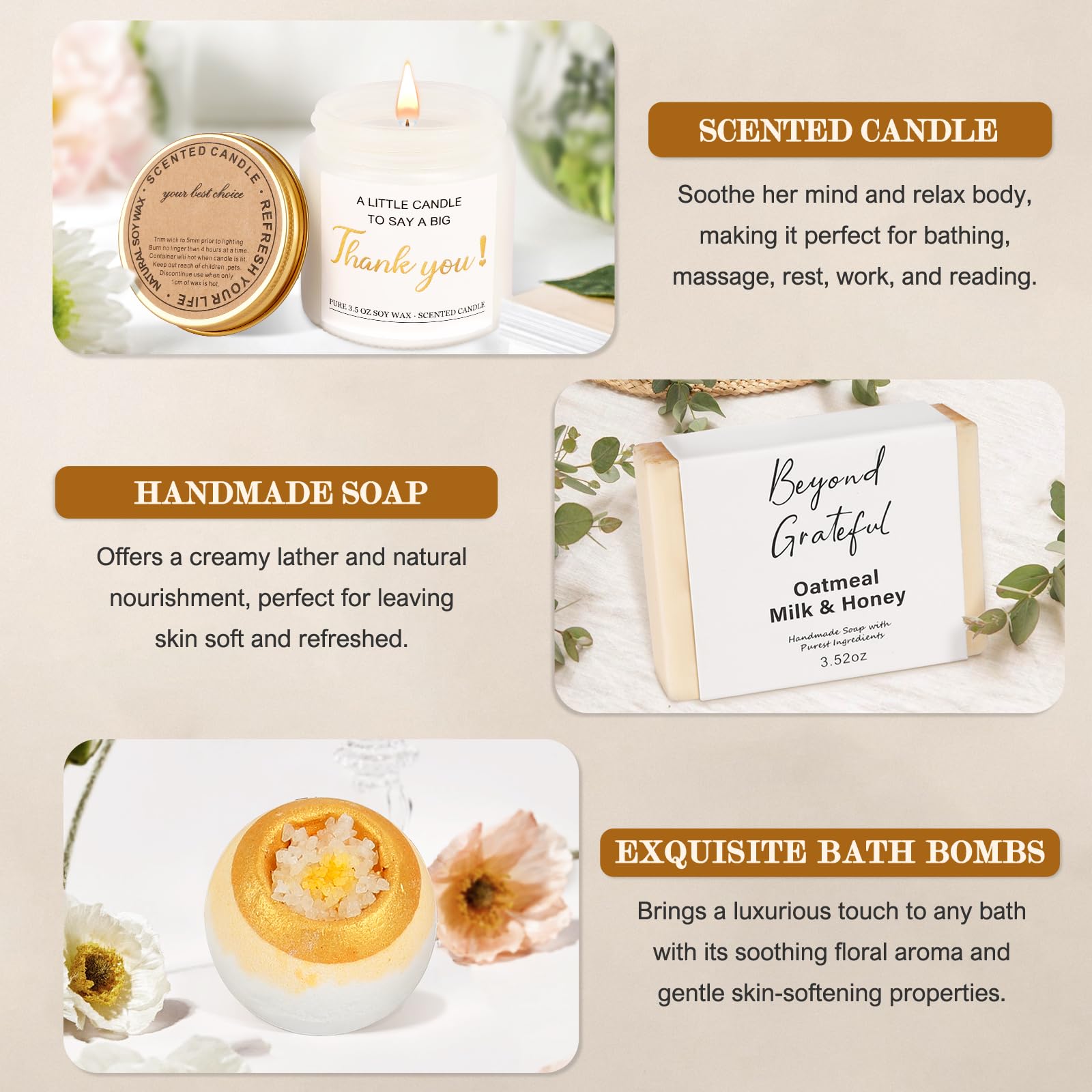 Scented candle included in the Thank You Gifts for Women set