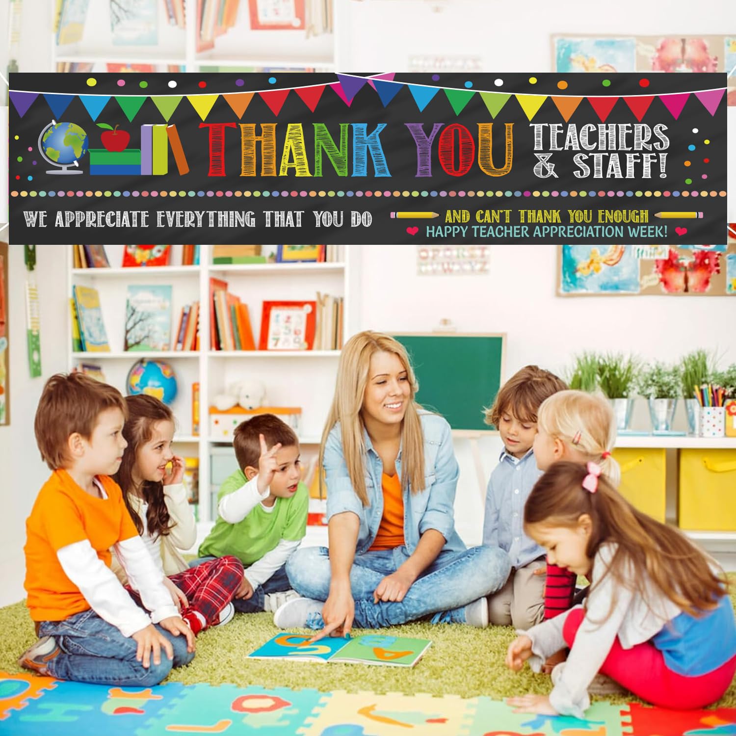 Thank You Teacher Staffs banner yard sign decorative backdrop