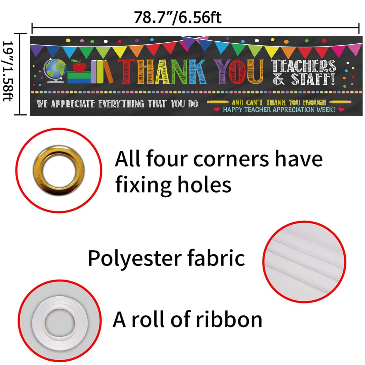 Thank You Teachers We Appreciate You banner yard sign detail