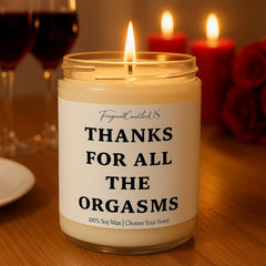 Thanks for All The Orgasms candle label close up