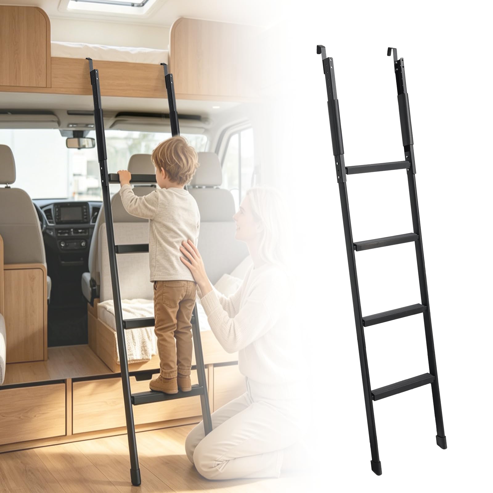 thanksfine rv bunk ladder mounted on bunk bed frame