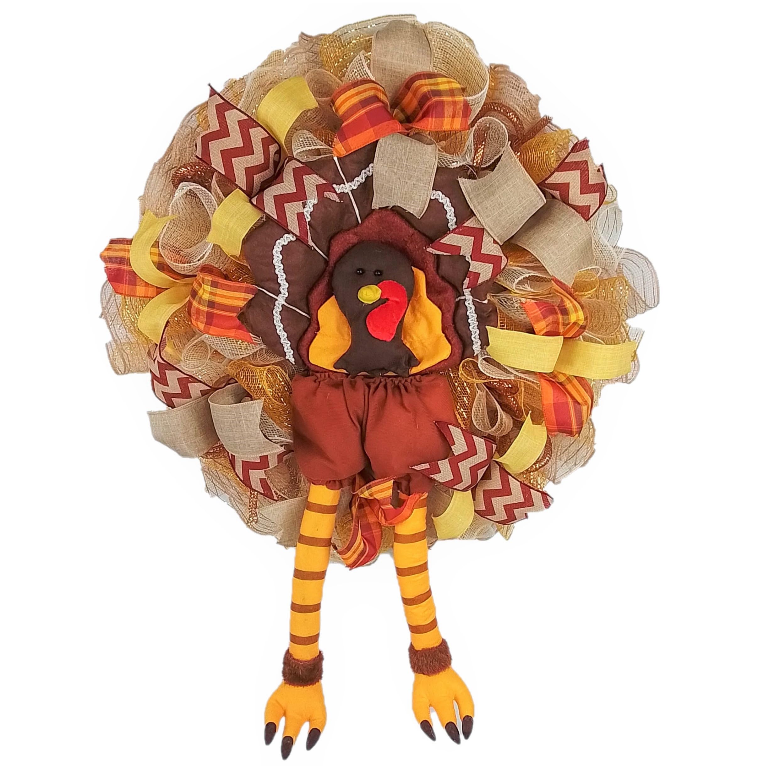 Thanksgiving Turkey Wreath 24 inch round brown orange front door
