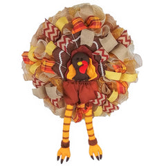 Thanksgiving Turkey Wreath 24 inch round brown orange front door