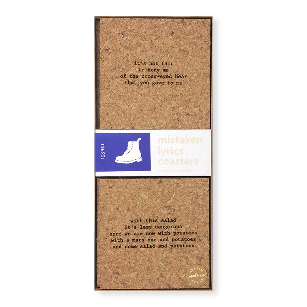 The 90s Mistaken Lyrics Coasters 4 inch cork square