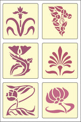 The Artful Stencil Art Nouveau 6-Piece Stencil Set