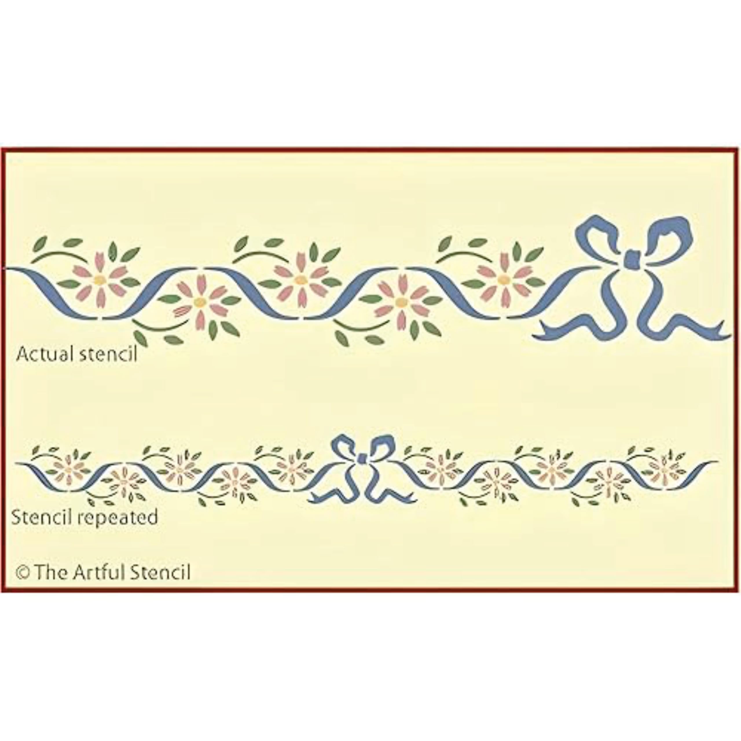 Daisy Bow Border Stencil Template 18.2 x 3.25 inch border suitable for walls and furniture