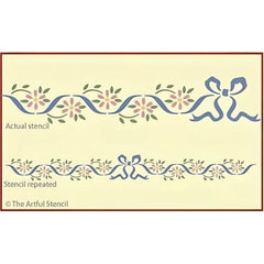 Daisy Bow Border Stencil Template 18.2 x 3.25 inch border suitable for walls and furniture